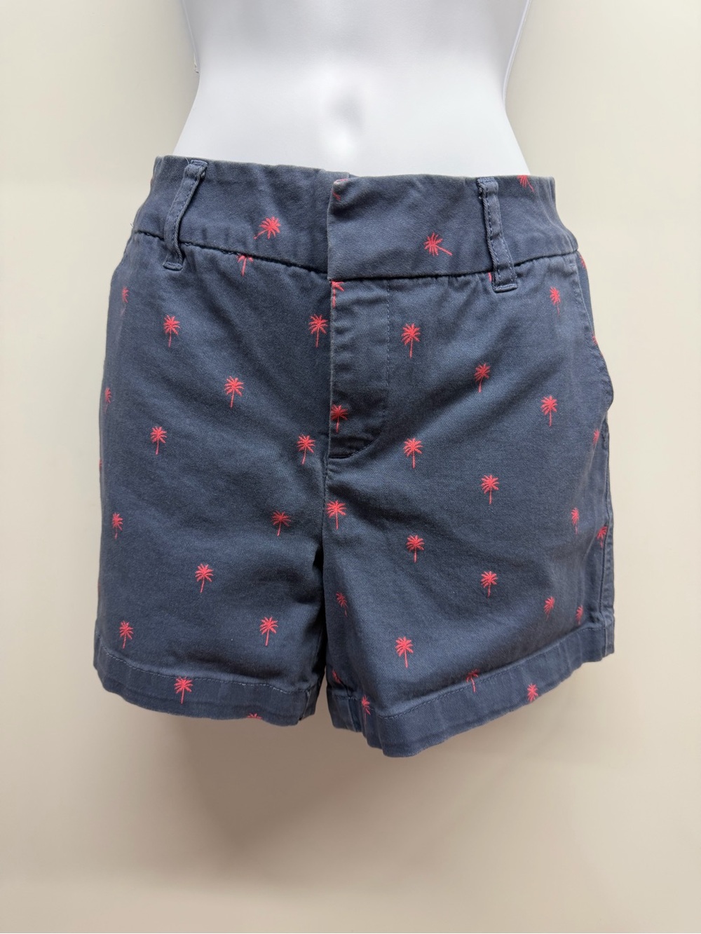 Hannah Navy Shorts with Pink Palm Print